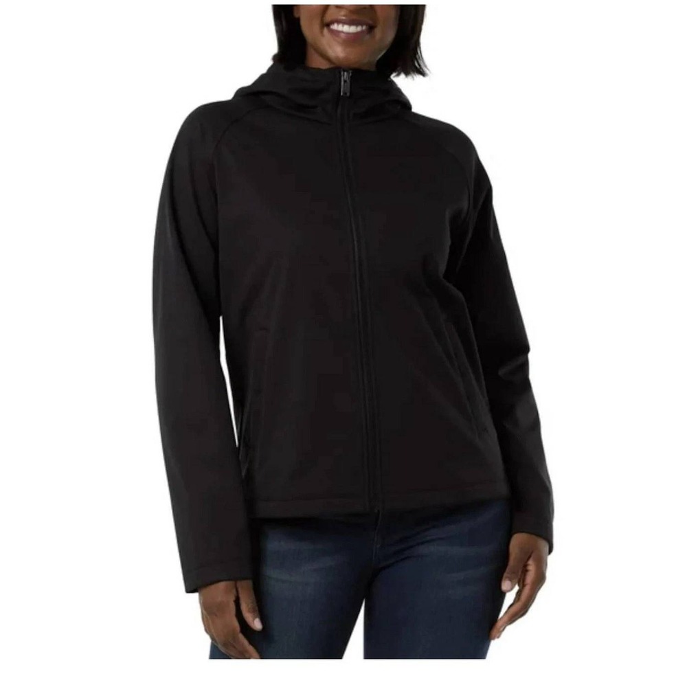 NWT 32 Degrees Women's XXL Black Full Zip Hooded Solf shell Windbreaker Jacket